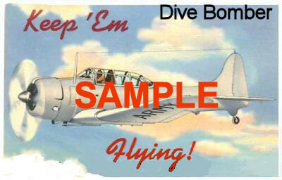 (image for) 1942 Keep Em Flying "Dive Bomber" WW2 Sticker